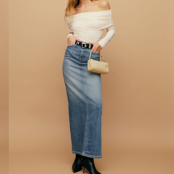 *NWT* Daria High Rise Denim Maxi Skirt (25) - Picture 6 of 14